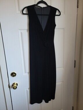 Jessica McClintock Black Velvet Sleeveless Midi Dress